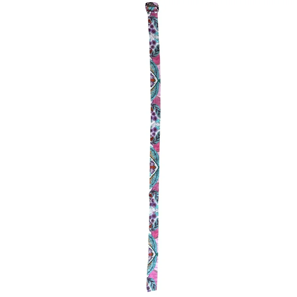 Boho Floral Paisley Fabric Belt Pink Purple Teal One Size Statement Accessory